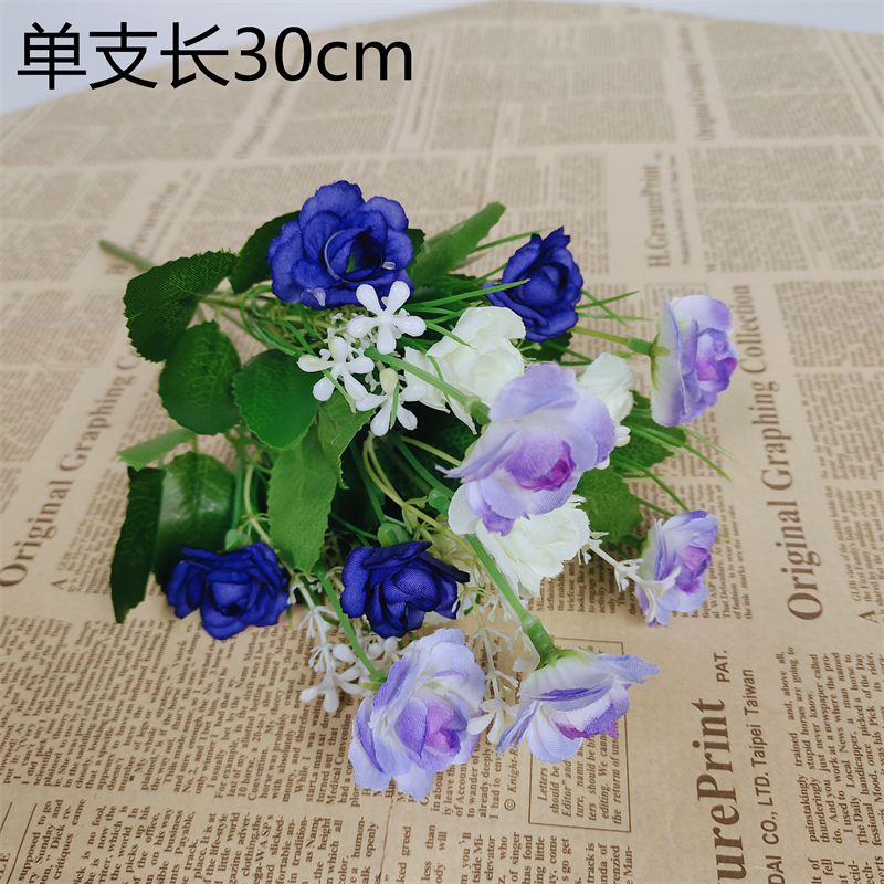 zh花玫瑰花摆设花束单支套装客厅装饰花艺塑料花绢花假花摆件|undefined