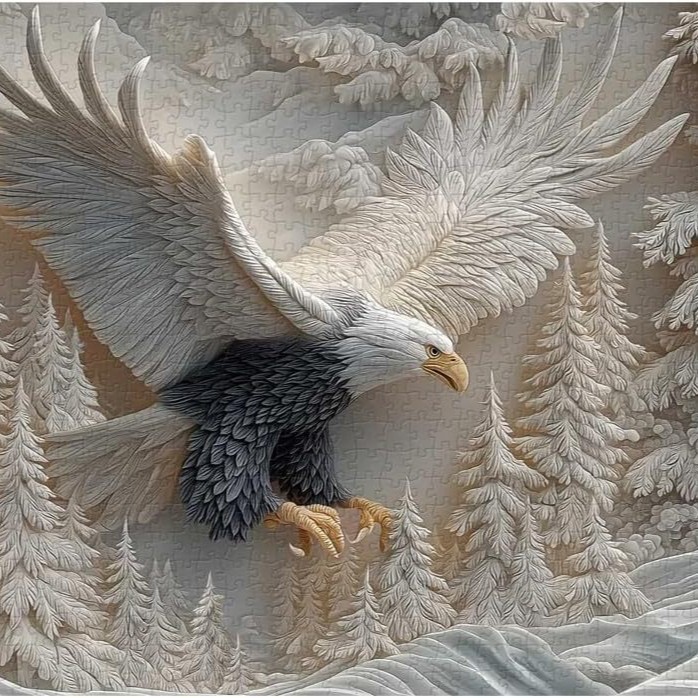 The Carved Eagle Jigsaw Puzzle Majestic Bald Eagle Wildlife Puzzle Game