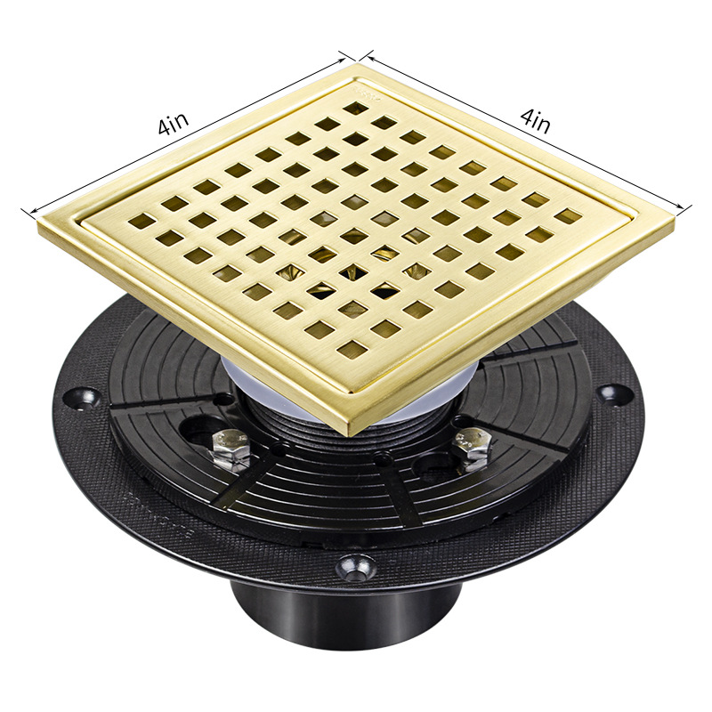 Cruz-frontera Yama 304 hijo Acero inoxidable piso drenaje cuadrado malla invisible cinturón brida americano desodorante 4in6 pulgadas al por mayor