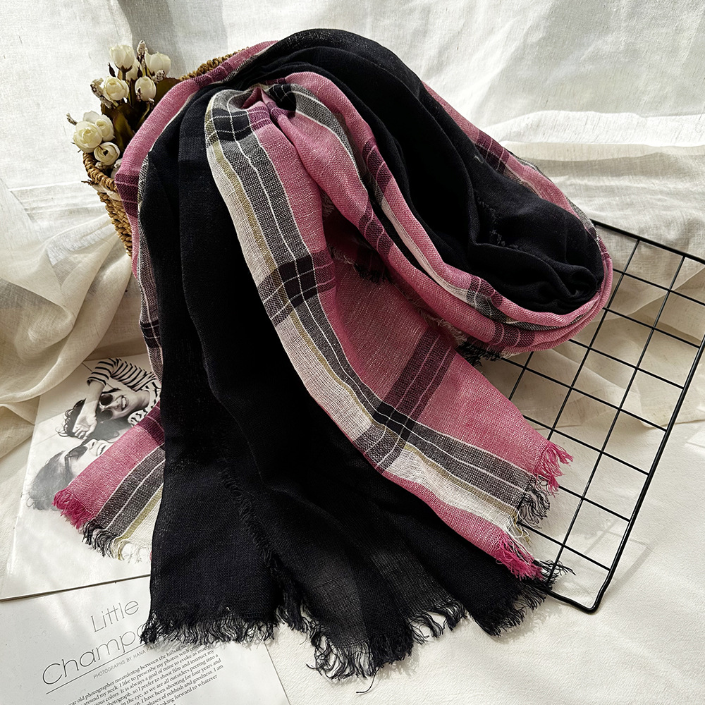 Linen plaid black powder