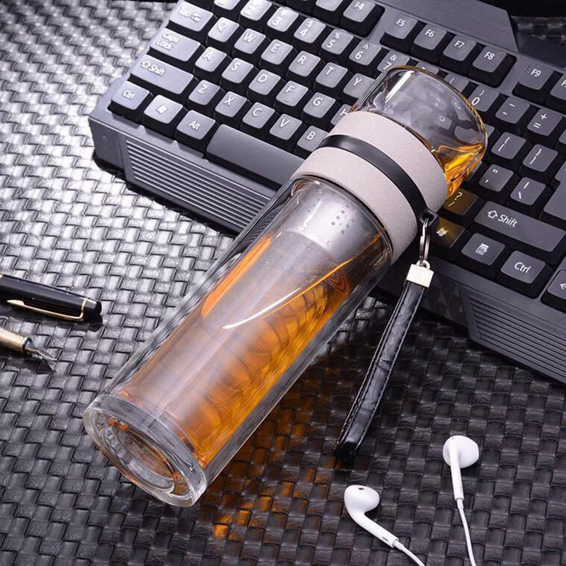 保溫茶水分離泡茶杯過濾隔熱雙層玻璃杯子透明水杯高檔男士便攜