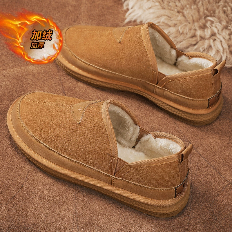 2025 новая хлопчатобумажная обувь для мужчин для отдыха на северо-востоке тепло, бархат утолщение, чтобы помочь британскому ветру от холода