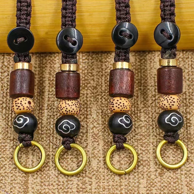 Xiangyun Sandalwood Rope Keychain Accessories, Hand-Woven Retro Chinese Style Mobile Phone Bag Pendant, Sandalwood Pendant Xiangyun Sandalwood Rope Keychain Accessories, Hand-Woven Retro Chinese Style Mobile Phone Bag Pendant, Sandalwood Pendant
