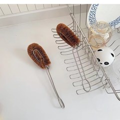 日本の同じタイプのココナッツの鍋は台所のステンレスのハンドルの硬い毛の鉄の鍋の鋳鉄の鍋の清潔なブラシをブラシのヘッドを取り替えることができます。