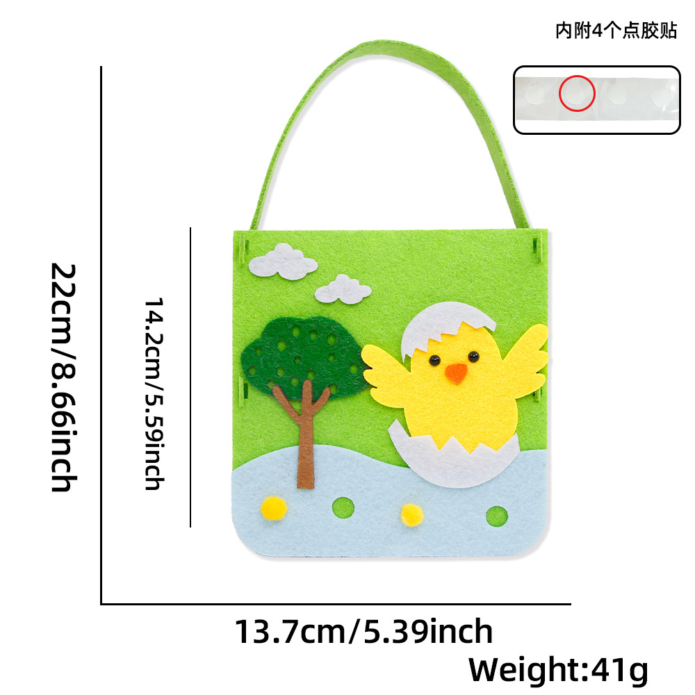 Nueva bolsa de fieltro de Pascua para niños bolsas de dulces DIY huevos de conejo lirio bolsas hechas a mano