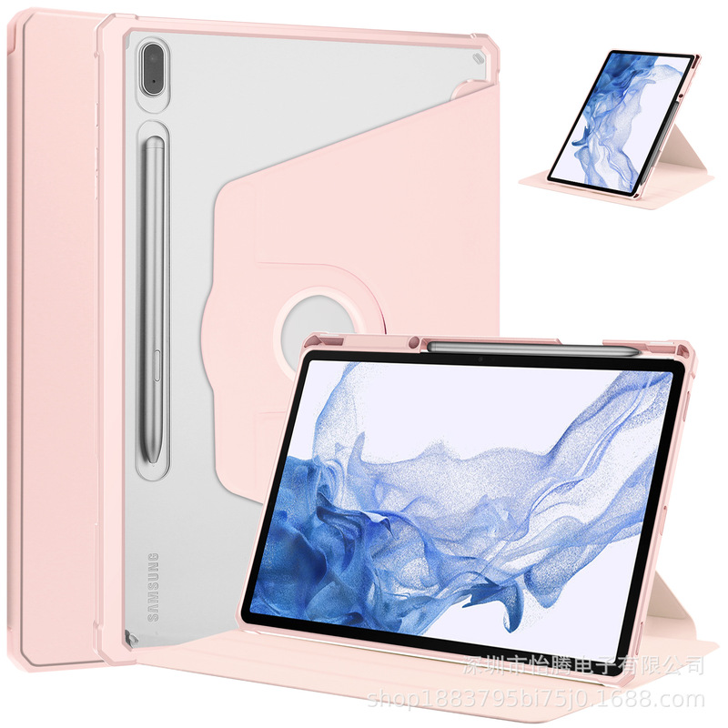 Acrylic Rotating Pen Slot Case for Samsung Galaxy Tab S8 S9 S7 plus FE 12.4
