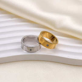 欧美钛钢男女戒指同款优雅气质情侣饰品镶钻钛钢时尚简约指环饰品