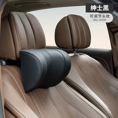 practical car seat memory foam | Headrest - a09-leather-black-u-type