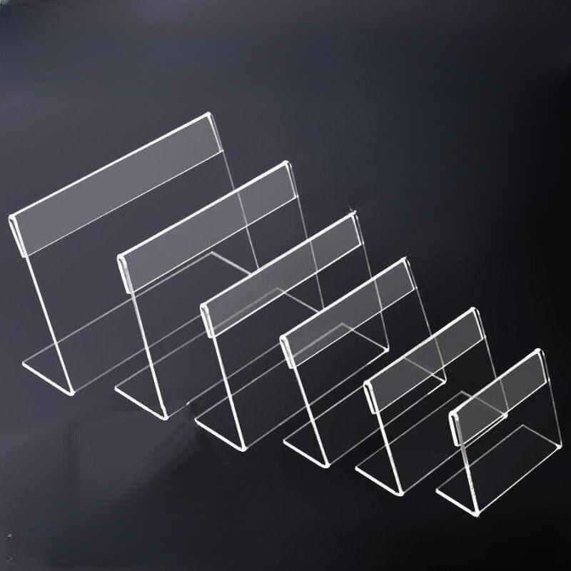 Wholesale Small Acrylic L-Shaped Product Transparent Plastic Price Tag Shelf Price Tag Holder Plexiglass Display Card