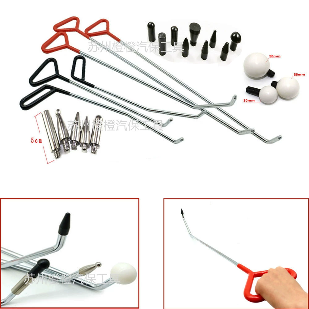 Набор инструментов для удаления вмятин на автомобиле: сменные насадки для ремонта вмятин от града, листовой металлический рычаг для вытягивания вмятин