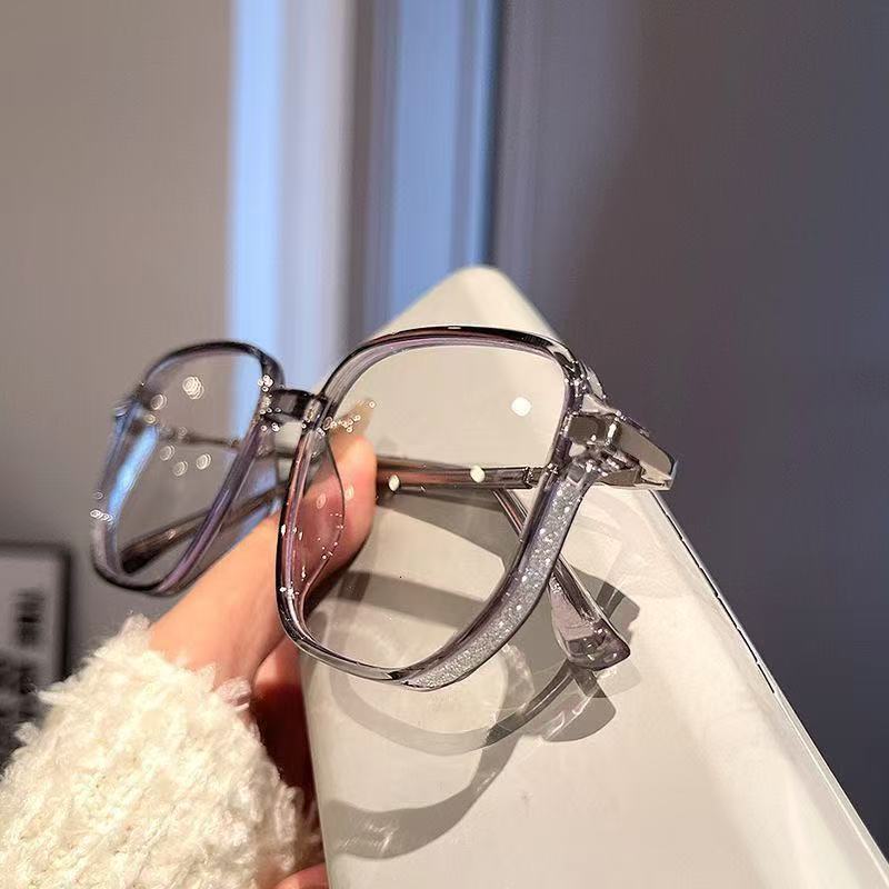 Starry sky glitter glasses for women with myopia, can be fitted with prescription lenses, suitable for square and round faces, a makeup-free beauty tool, fashionable eyeglass frame