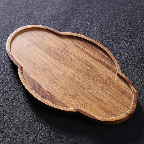 Bamboo Heavy Bamboo Small Dry Tea Tray Creative Oval Pot Holder Household Simple Tray Tea Sea Tea Ceremony Accessories