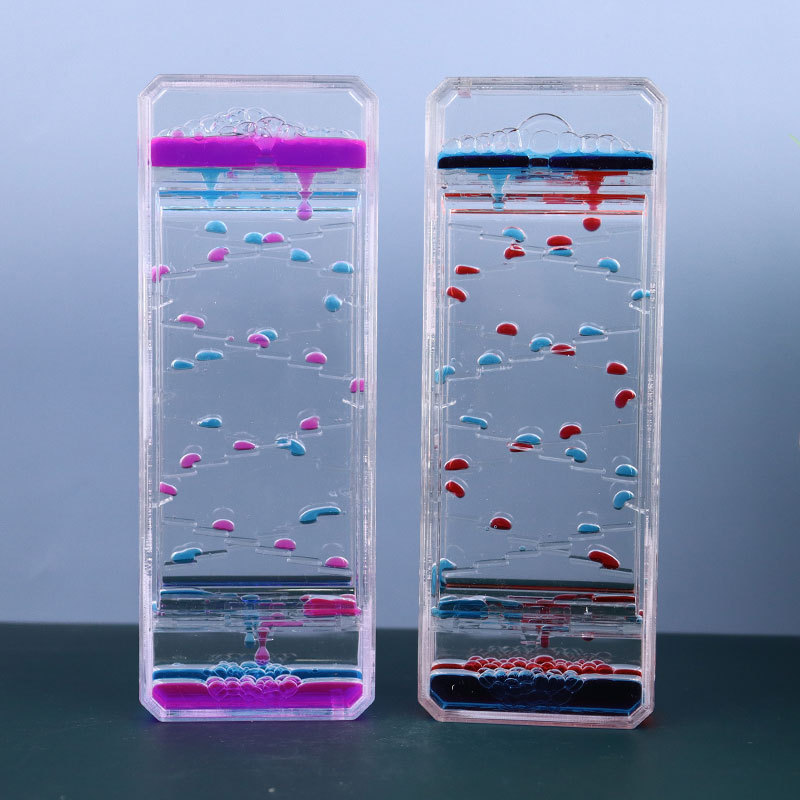 Internet Celebrity Decompression Oil Leakage into Oil Slide Water Drop Hourglass Acrylic Ornaments Crafts Student Gifts Small Gifts