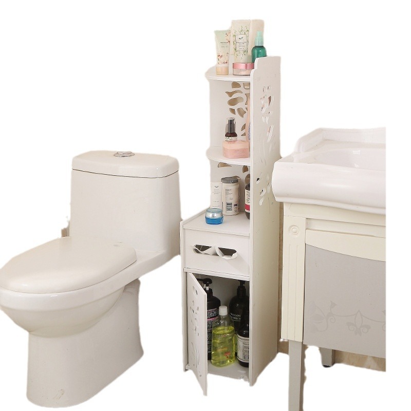 Estante de almacenamiento de baño creativo hogar Punch-piso libre inodoro lado gabinete inodoro artículos diversos rack de almacenamiento al por mayor