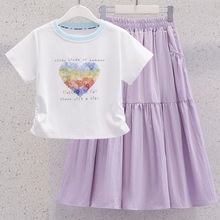 初中学生夏季休闲套装裙新款少女大童装夏款炸街半身长裙子两件套