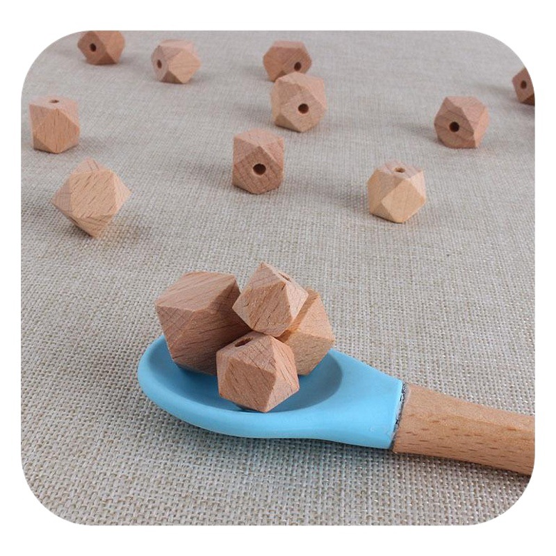 10 ~ 20mm madera cruda haya octogonal molar juguete accesorios DIY teether pulsera pezón cadena collar materias primas