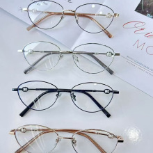 2025新款超轻金属细边近视眼镜框女国风猫眼复古平光镜半框椭圆形