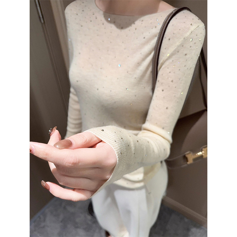 仅用于产品展示勿拍-独特很仙一字肩针织衫女早春爆款欧货小衫重