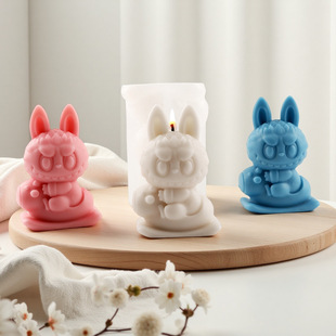 Labubu Scented Candle Silicone Mold DIY Handmade Graffiti Ornaments Cake Decoration Silicone Factory Direct Sale