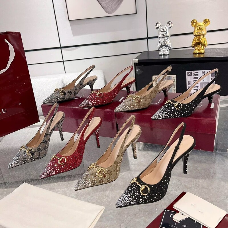 High-Heeled Sandals 2026 Double g Letter Rhinestone Horsebit Metal Single Shoes with Closed Toe and Back Strap, Trendy Foreign Trade Stiletto Heels High-Heeled Sandals 2026 Double g Letter Rhinestone Horsebit Metal Single Shoes with Closed Toe and Back Strap, Trendy Foreign Trade Stiletto Heels