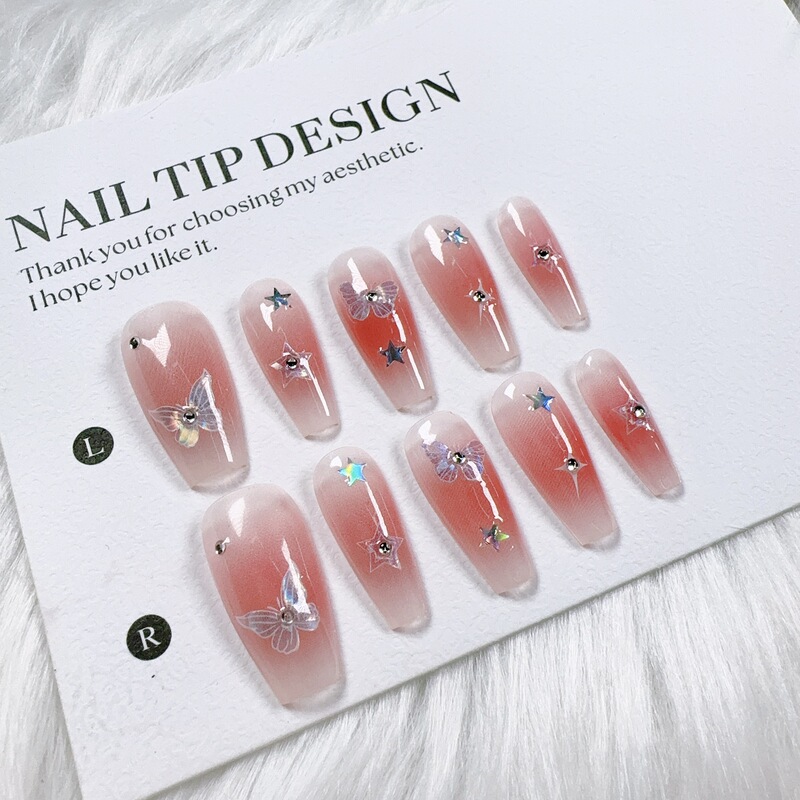 Christmas Butterfly Aurora Halo Star Manicure White Diamond Flash Removable Wearable Nail Polish Finished Products Wholesale