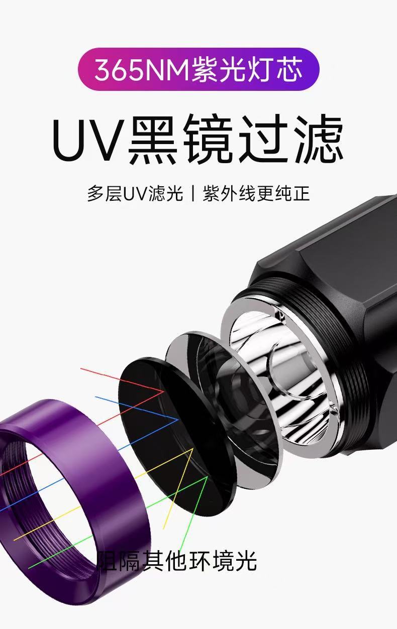 Uv Purple Light Foreign Object Detection Uv 365Nm Purple Light Mini Flashlight Fluorescent Agent Detection Lamp to Illuminate Scorpions