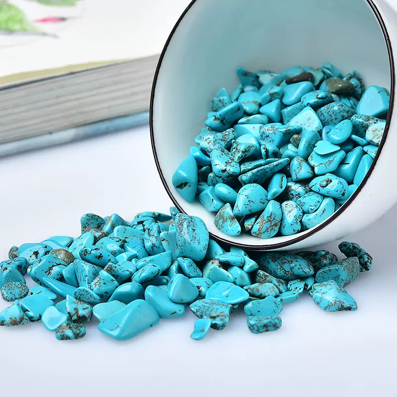 优质绿松石碎石 白松石烤色制作供佛用品七宝之一供曼扎 铺鱼缸