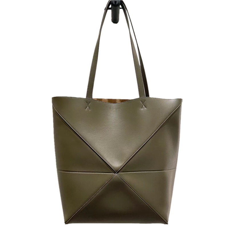 一件代発送 牛革製 大容量 折りたたみ式 幾何学模様 トートバッグ ハンドバッグ バケットバッグ