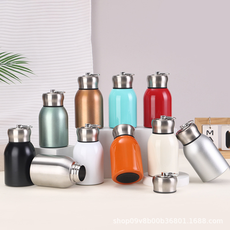 Trendy Mini Stainless Steel 316 Student Thermos Cup with Lock and Pull Ring, Portable Pocket Gift