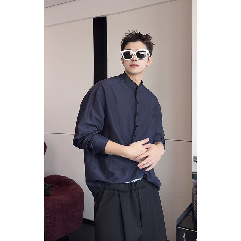 French-Style Lace Ice Silk Cool Long-Sleeve Shirt for Men, Summer Lightweight High-End Casual Pullover Shirt Jacket French-Style Lace Ice Silk Cool Long-Sleeve Shirt for Men, Summer Lightweight High-End Casual Pullover Shirt Jacket