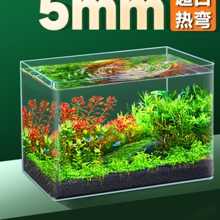 Yee Ultra-White Glass Fish Tank Hot-Bent Small Living Room Ecological Turtle Tank Goldfish Betta Fish Tank Landscaping Package