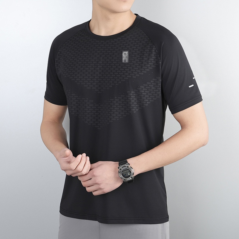 Sports Quick-Drying Clothing, Sweat-Absorbent and Breathable Running Clothing, Elastic Fitness Clothing, Outdoor Hiking Loose Tops, Short-Sleeved Men's T-Shirts