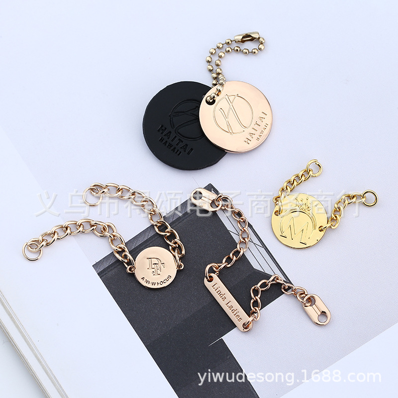 标牌链条领工厂生产皮衣外套标识挂大衣锌合金电镀金属LOGO铭牌