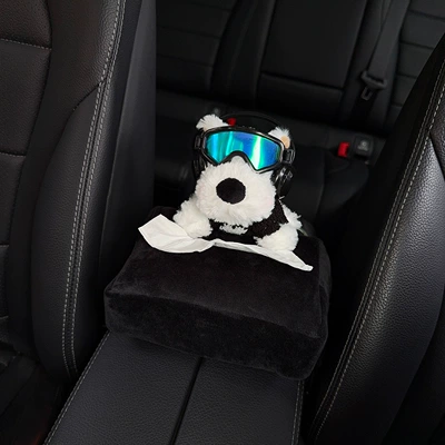 Cartoon West Highland Car Creative Car tissue box/set - black-headphones-black-ski-goggles-black-heart-jacket-west-highland-back-armrest-black-velvet-bag
