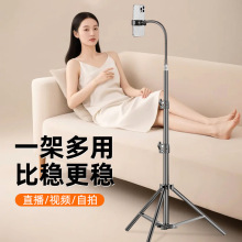 手机直播摄影落地自拍床头懒人支架加长万向旋转软管平板加厚灯架