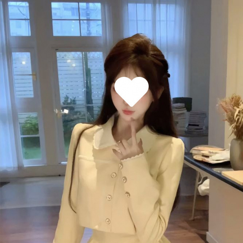 法式小香风气质穿搭两件套装女高级感翻领长袖外套+高腰半身长裙|undefined