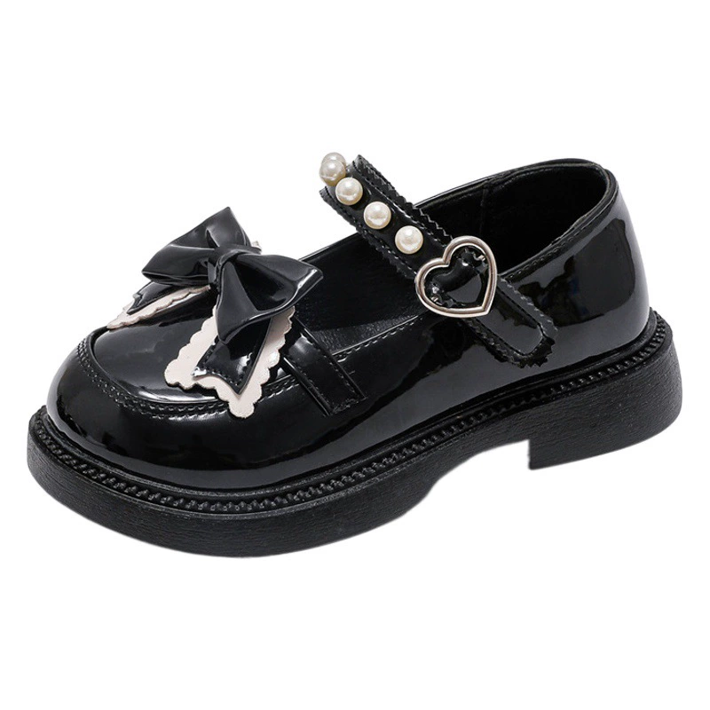 Детские кожаные туфли для девочек, весна 2025, новинка, в британском стиле, туфли для маленьких принцесс, с круглым носком, детская обувь