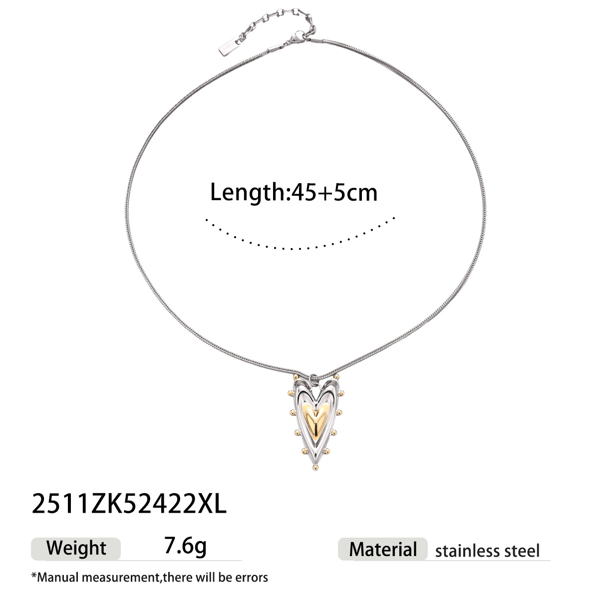 Tiana Europa y América collar de acero inoxidable lujo ligero nicho amor oro y plata bicolor amor cadena de clavícula joyería de venta caliente transfronteriza image 8