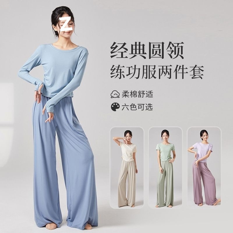 Dance New Clothing Female Adult Modern Dance Body Suit Top Long-Sleeved Practice Round Neck Classical Dance China