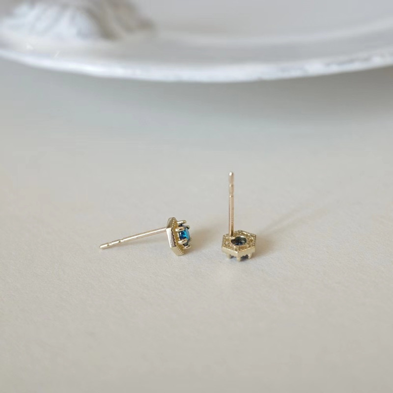 1 Pair Basic Geometric Inlay Sterling Silver Gem 14K Gold Plated Ear Studs display picture 3