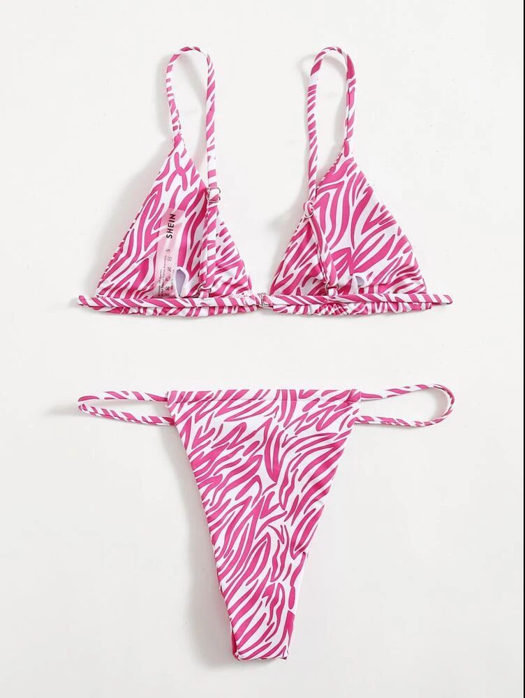 Bikini Panties Style Bra&Panty Set Bra Category Women's Stripe Leopard 2 Pieces Set Bikinis Swimwear