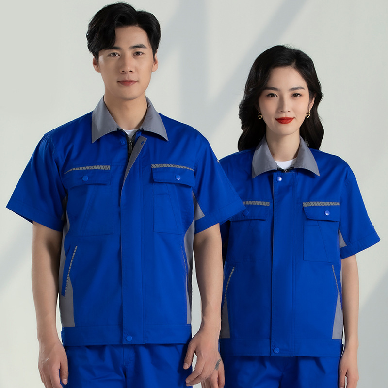 Trajes de trabajo de mangas cortas para hombres desgaste sitio de construcción de reparación de automóviles ropa mecánica y eléctrica fábrica de ropa de seguro laboral personalizada