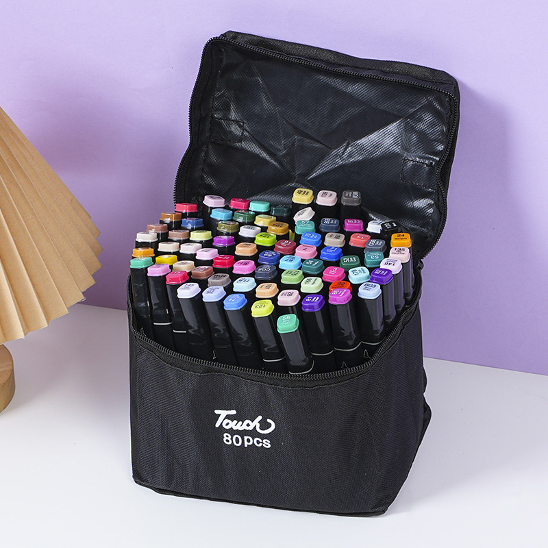 Juego de marcadores aceitosos de alcohol de doble cabeza al por mayor de fábrica, bolígrafos de acuarela para niños de color, marcadores de pincel de pintura, stock