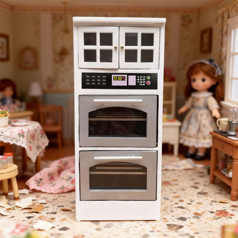 1:12 Dollhouse Mini Furniture Model Kitchen Scene Microwave Oven Cabinet Cupboard