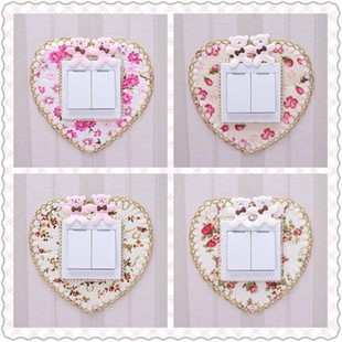 Gold-Edged Single Switch Cover with Fabric Dustproof Switch Cover for Living Room and Bedroom Switch Socket Wall Sticker Fabric Switch Cover