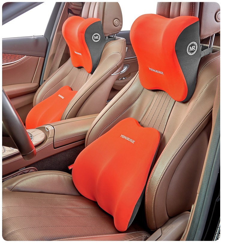 Memory foam rebound car headrest waist pillow breathable car pillow car seat waist back cushion set wholesale