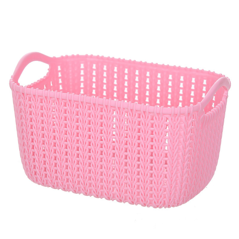 Cesta de almacenamiento de tejido de caña de plástico sin cubierta de escritorio canasta de artículos de mano marco de almacenamiento caja de almacenamiento de cosméticos de baño