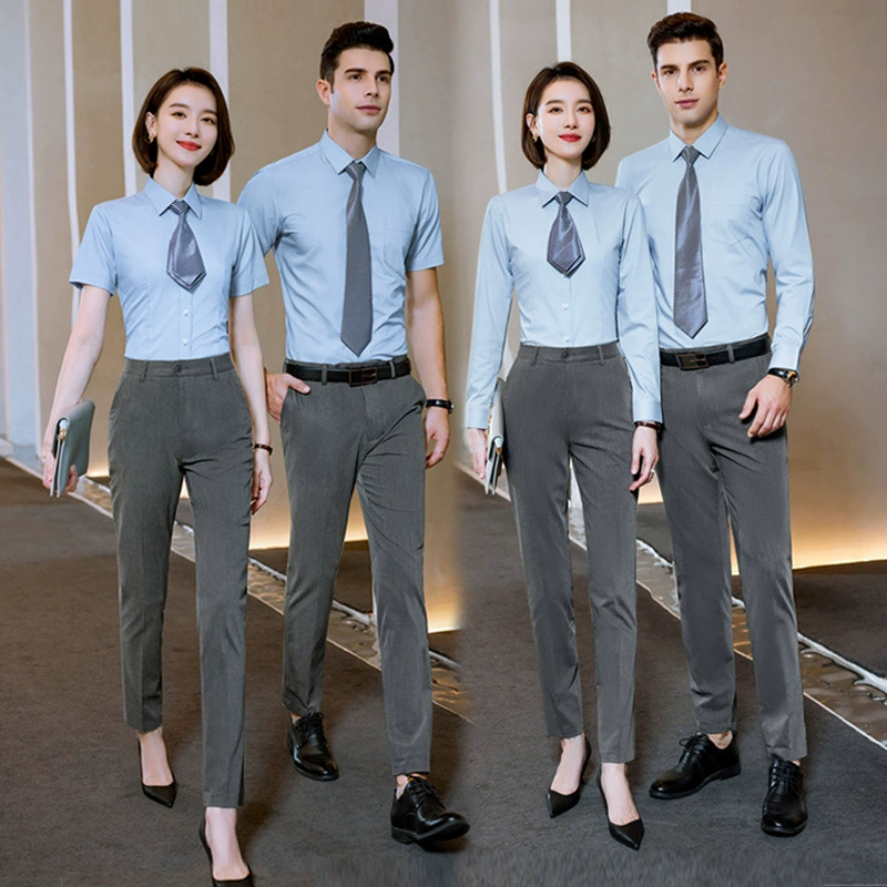 Мужская и Женская Профессиональная рубашка в одном стиле Отдел продаж Рабочая одежда Деловое платье 4S Магазин Рубашка Мужская Осенняя рубашка с длинным рукавом Гостиничная оснастка