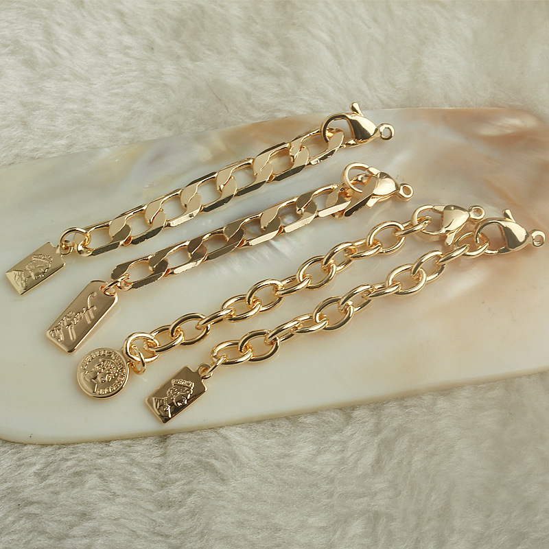 14k gold color retention tag lobster clasp extended chain diy handmade accessories English brand ending safety chain