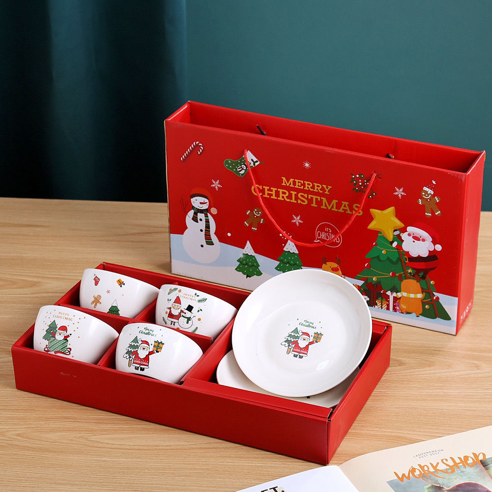 Cerámica de Navidad regalos platos de cerámica creativos conjuntos de platos de cerámica regalos de impresión de logotipo bol
